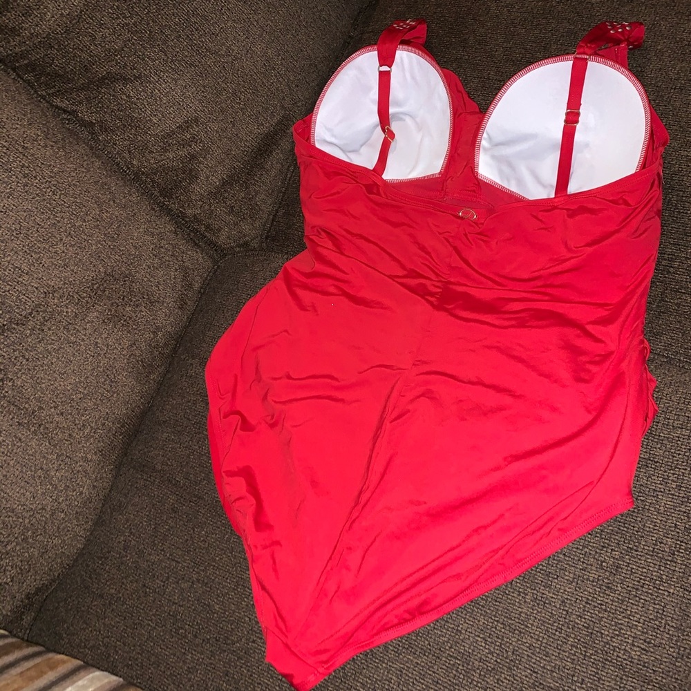 Solid Novelty Shoulder Draped Surplice Swimsuit - image 6